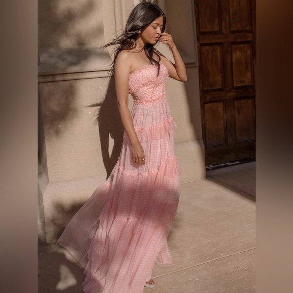 Needle & Thread Womens Caroline Gingham Tulle Corset Gown - Size 10 - Picture 2 of 10